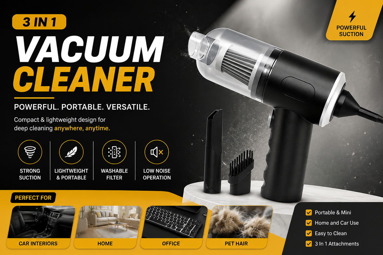 DustJet Mini | Powerful Cleaning Anywhere, Anytime |  3-in-1 Portable Vacuum Blower with Strong Suction & USB Rechargeable Battery